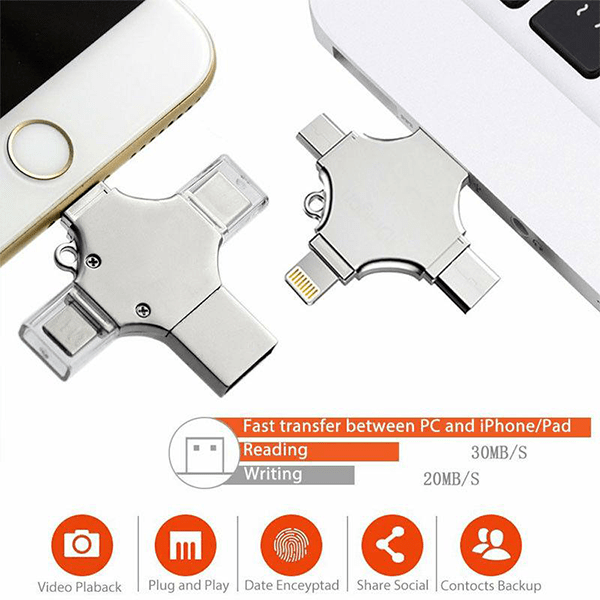 4-in-1-otg-usb-1.png Clé USB i-flashdrive 32GB HD 4 in 1 – Image 1