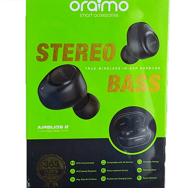 ARAI2-1.png Ecouteurs Oraimo sans fil | AirBuds 2 |OEB-E92D – Image 1