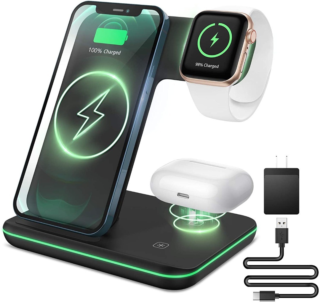 Chageur-sans-fil2-1.jpeg Support De Chargeur Sans Fil Qi 15W 3 En 1 – Image 1
