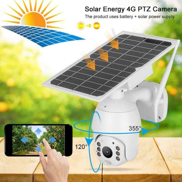 Caméra De Sécurité Solaire Extérieure 4K - 3 Lentilles, PTZ 360°, Détection PIR, Vision Nocturne Couleur, Audio Bidirectionnel